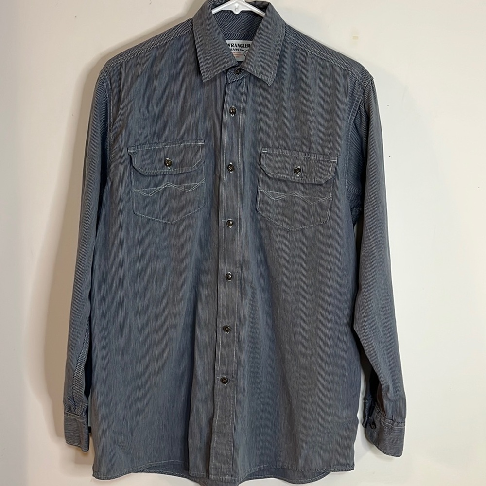 Wrangler Men's Navy Micro-Stripe Western Shirt M